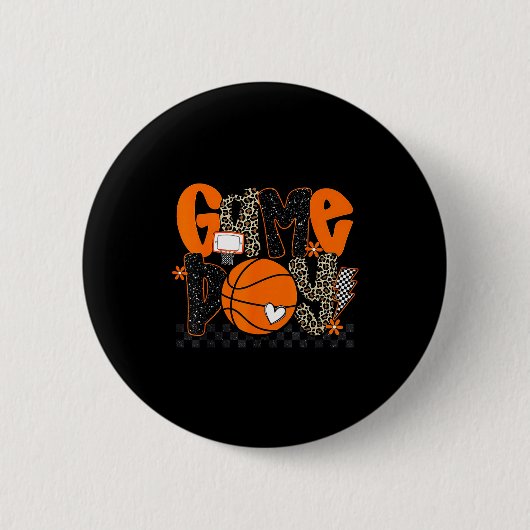 Checkered Game Day Basketball Srts Lover Men Women Ronde Button 5,7 Cm (Voorkant)