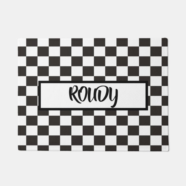 CHECKERED GARAGE DEURMAT (Voorkant)