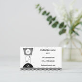 Checkered & Geometric Black White Shapes Visitekaartje