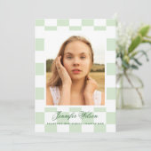 Checkered Grad graduation announcement green Aankondiging (Staand voorkant)