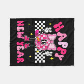 Checkered Happy New Year 2026 Disco Ball New Year Fleece Deken (Voorkant (Horizontaal))