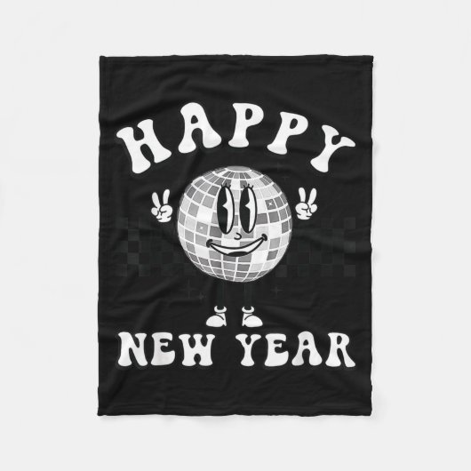 Checkered Happy New Year 2026 Disco Ball New Year  Fleece Deken (Voorkant)
