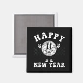 Checkered Happy New Year 2026 Disco Ball New Year  Magneet (Voorkant / Achterkant)