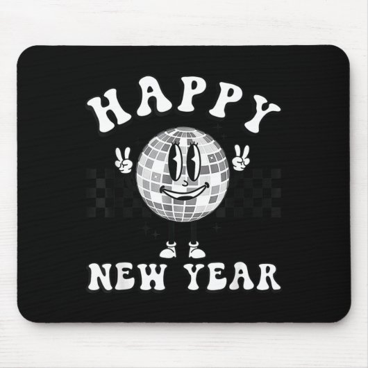 Checkered Happy New Year 2026 Disco Ball New Year  Muismat (Voorkant)