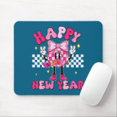 Checkered Happy New Year 2026 Disco Ball New Year  Muismat (Met muis)