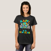 Checkered Happy New Year 2026 Disco Ball New Year  T-shirt (Voorkant volledig)
