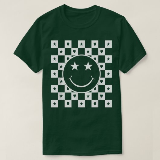 Checkered Happy Smiling Face Graphic Funny T-shirt (Design voorkant)