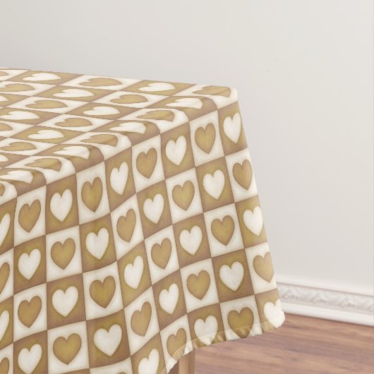 Checkered Hearts in Blond Cream Tafelkleed (Voorbeeld)