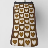 Checkered Hearts in Warm Cocoa Golfheadcover (Draai 90)