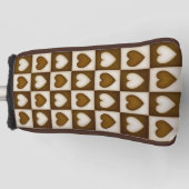 Checkered Hearts in Warm Cocoa Golfheadcover (Voorkant)