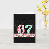 Checkered I Survived 67 Days Of School Meme Teache Kaart (Gele Bloem)