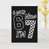 Checkered I Was 6 Now I'm 7 Birthday Seven Years O Kaart (Gele Bloem)