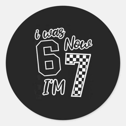 Checkered I Was 6 Now I'm 7 Birthday Seven Years O Ronde Sticker (Voorkant)