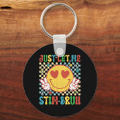 Checkered laat me autisme bewustzijn stimuleren sleutelhanger (Voorkant)