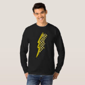 Checkered Lightning Yellow Ribbon Spina Bifida Awa T-shirt (Voorkant volledig)