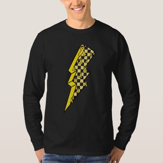 Checkered Lightning Yellow Ribbon Spina Bifida Awa T-shirt (Voorkant)