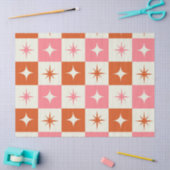 Checkered Mid Century Atomic Stars Pink Orange  Tissuepapier (Craft)
