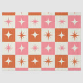 Checkered Mid Century Atomic Stars Pink Orange  Tissuepapier (Voorkant)