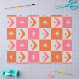 Checkered Mid Century Boomerangs pink and orange  Tissuepapier