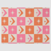 Checkered Mid Century Boomerangs pink and orange  Tissuepapier (Voorkant)