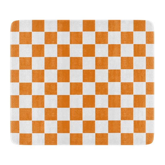 Checkered Orange and White  Snijplank (Voorkant)