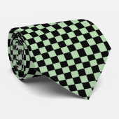 Checkered pale green and Black  Stropdas (Opgerold)