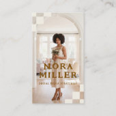 Checkered Pattern Social Media Influencer Photo Visitekaartje (Voorkant)