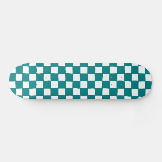 checkered pattern (teal) persoonlijk skateboard (Horizontaal)
