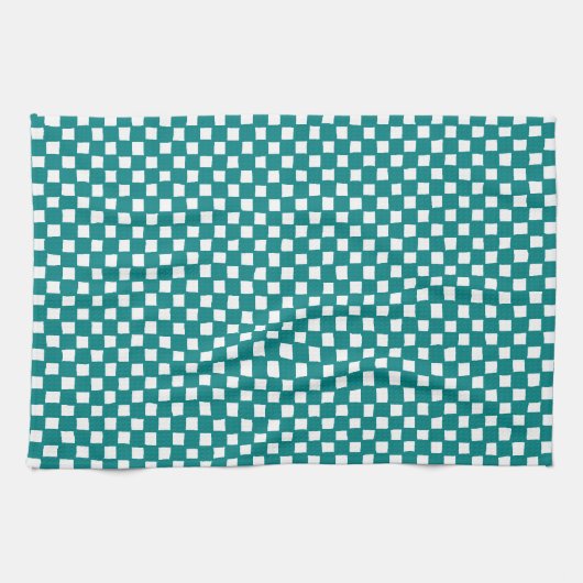 checkered pattern (teal) theedoek (Horizontaal)