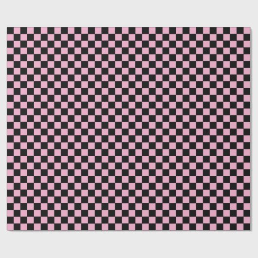 Checkered pink and Black  Cadeaupapier (Vlak)