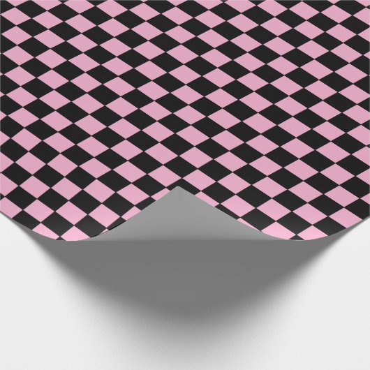 Checkered pink and Black  Cadeaupapier (Hoek)