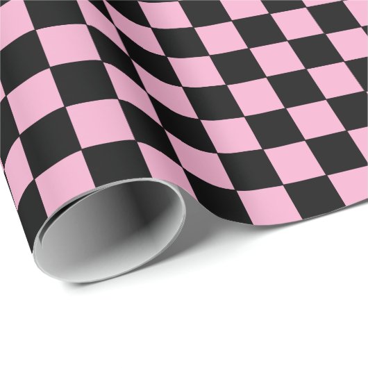 Checkered pink and Black  Cadeaupapier (Rol Hoek)