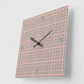 Checkered Pink and Green Square Wall Clock Vierkante Klok (Hoek)