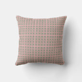 Checkered Pink and Green Throw Pillow Kussen (Achterkant)