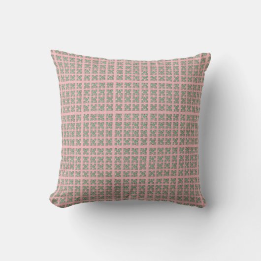 Checkered Pink and Green Throw Pillow Kussen (Voorkant)