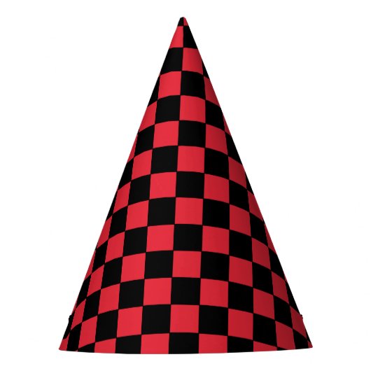 Checkered Red and Black Feesthoedjes (Voorkant)