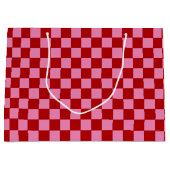 Checkered Red and Hot Pink Groot Cadeauzakje (Voorkant)