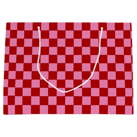 Checkered Red and Hot Pink Groot Cadeauzakje (Voorkant)