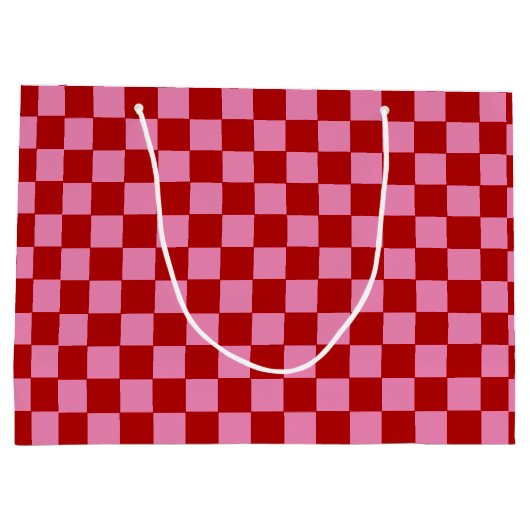 Checkered Red and Hot Pink  Groot Cadeauzakje (Achterkant)