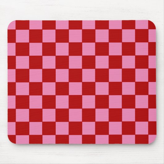 Checkered Red and Hot Pink  Muismat (Voorkant)