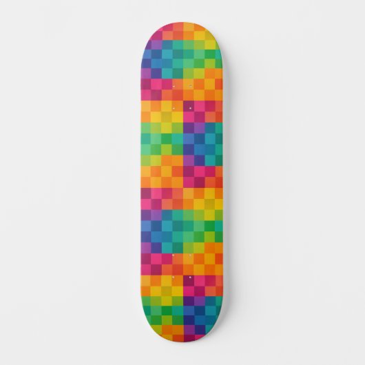 Checkered Retro Colorful Grid Pattern Persoonlijk Skateboard (Voorkant)
