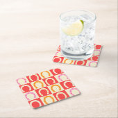 Checkered Retro Horseshoe in Orange red and Pink Kartonnen Onderzetters (Insitu)