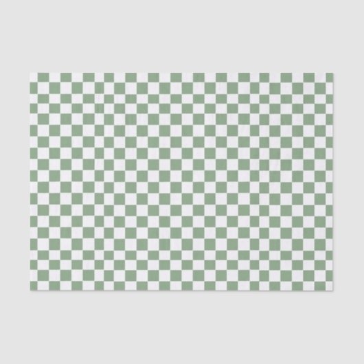 Checkered Sage Green and White Tissuepapier (Voorkant)