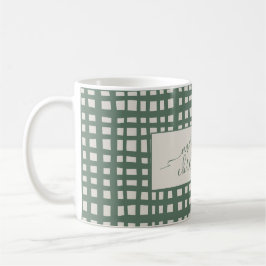 checkered Sage Ivory Christmas elegant Koffiemok