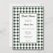 Checkered Simple Modern Dark Green Bridal Shower Kaart (Voorkant)