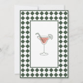 Checkered Simple Modern Dark Green Bridal Shower Kaart (Achterkant)