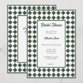 Checkered Simple Modern Dark Green Bridal Shower Kaart (Voorkant / Achterkant)