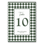 Checkered Simple Modern Dark Green Wedding Kaart (Achterkant)