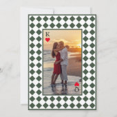 Checkered Simple Modern Dark Green Wedding Kaart (Achterkant)