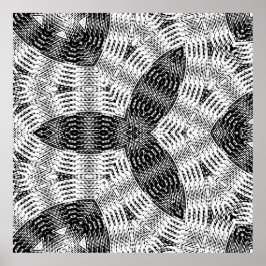 Checkered Sine Wave Distortion Mirrored 8x8x3x3x Poster